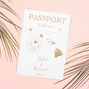 Hawaii Wedding Destination Passport  Invitation