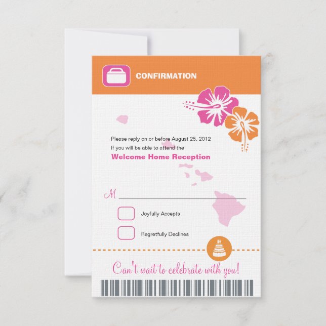 Hawaii Wedding RSVP Confirmation Boarding Pass (Front)