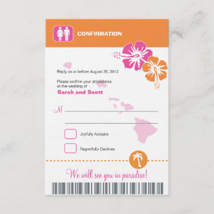 Hawaii Wedding RSVP Confirmation Boarding Pass Card