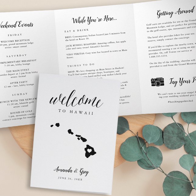 Hawaii Wedding Welcome Letter & Itinerary Tri-Fold Programme (Creator Uploaded)