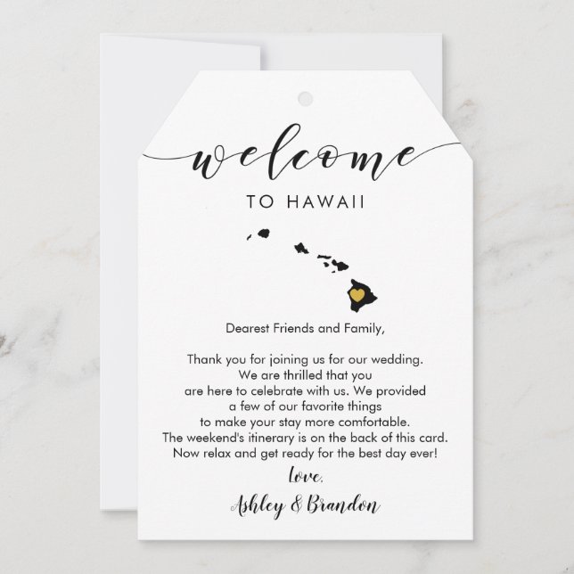 Hawaii Wedding Welcome Tag, Letter Itinerary (Front)