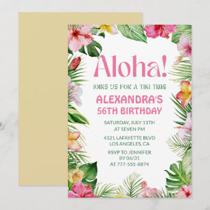 Hawaiian 56th birthday invitation Tropical Floral