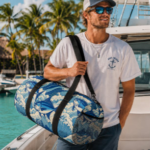 Hawaiian Ahi Tuna Ocean Wave Blue Fish Duffle Bag