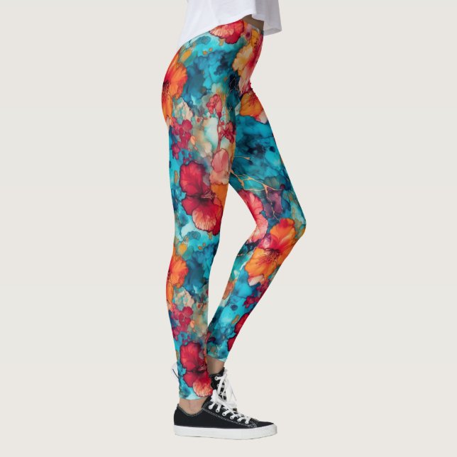 Hawaiian Alcohol Ink Leggings (Right)