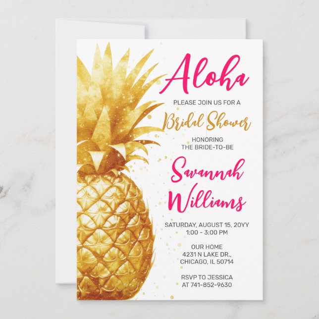 Hawaiian Aloha Bridal Shower Party Invitation (Front)