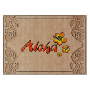 Hawaiian Aloha Carved Wood Look Cutting Board
