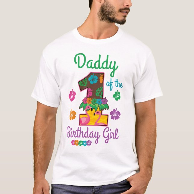 Hawaiian aloha Daddy of the First Birthday  T-Shirt (Front)