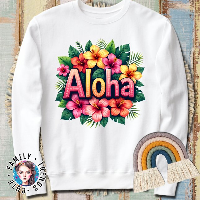 Hawaiian Aloha Flower Sweatshirt (Creator Uploaded)