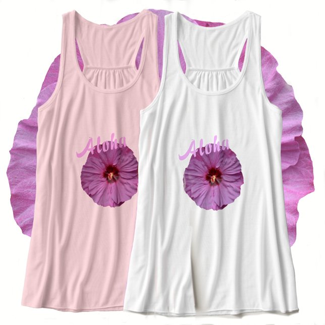 Hawaiian Aloha Lilas Purple Hibiscus Flower Singlet (Creator Uploaded)