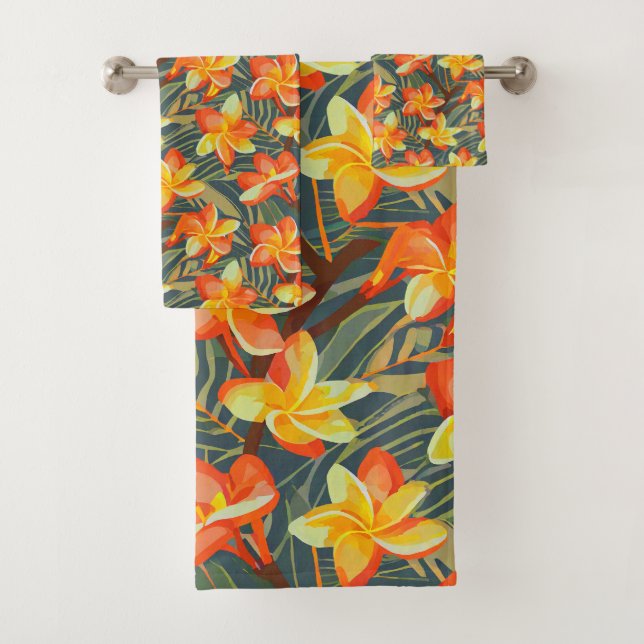 Hawaiian Aloha print Tropical Pattern Bath Towel Set (Insitu)