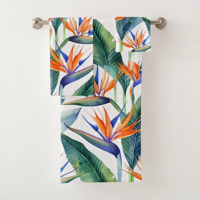 Hawaiian Aloha print Tropical Pattern Bath Towel Set (Insitu)