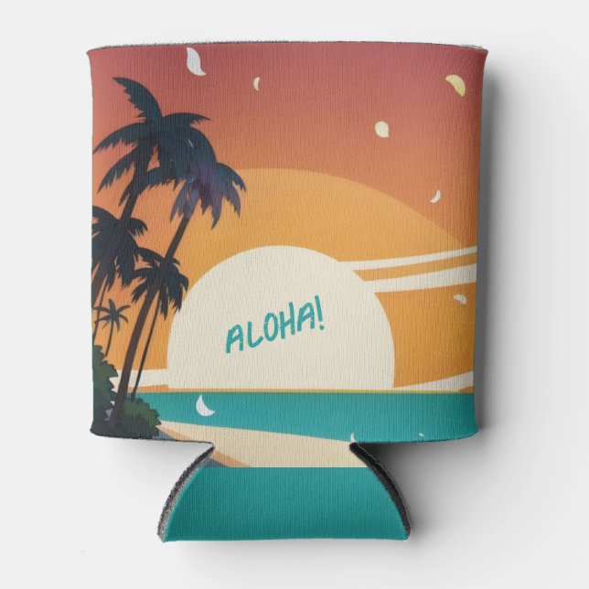 Hawaiian/Aloha/Tropical/beach Can Cooler (Front)