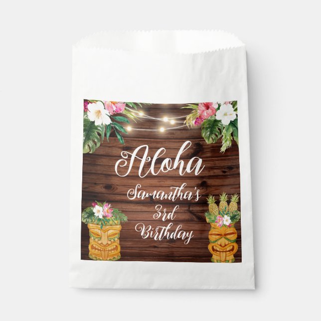Hawaiian Aloha Tropical Birthday Luau Party Favour Bags (Front)