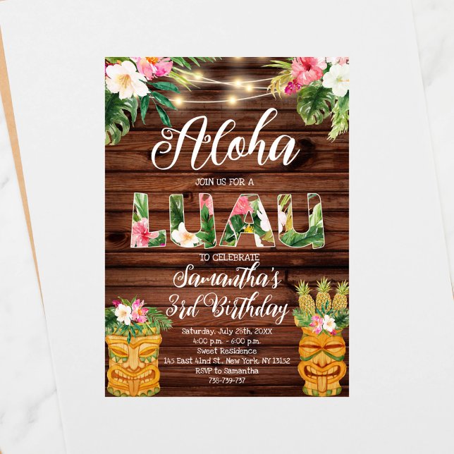 Hawaiian Aloha Tropical Birthday Luau Party Invitation (Creator Uploaded)