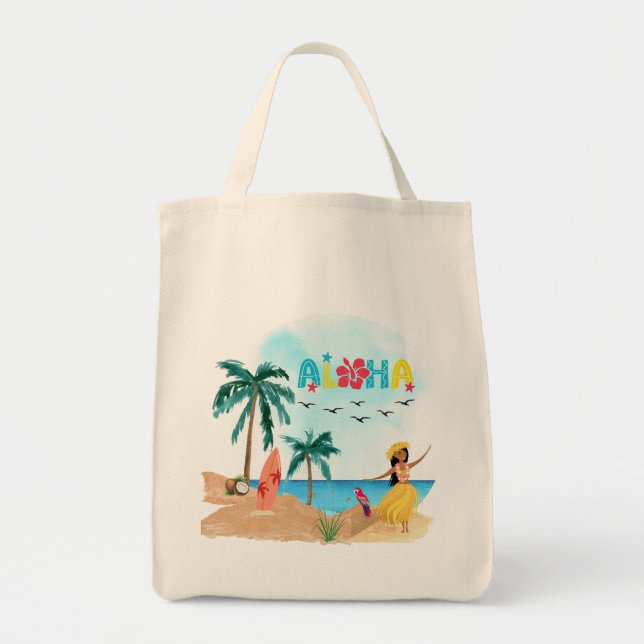 Hawaiian Aloha Vibes Tote Bag (Front)