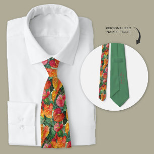 Hawaiian Anthurium Flowers Personalised Tie