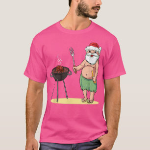 Hawaiian BBQ Santa Claus Christmas in July T-Shirt