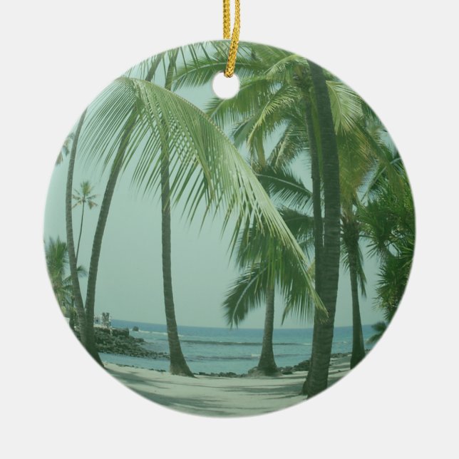 Hawaiian Beach Ceramic Ornament (Front)