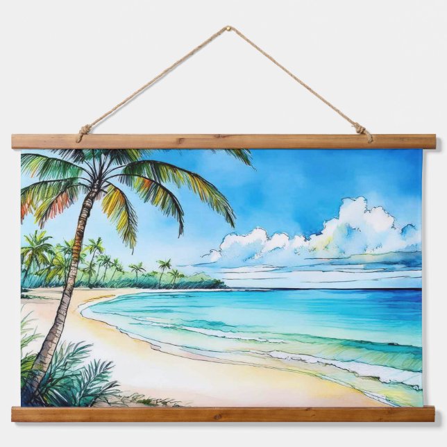 Hawaiian Beach Day Hanging Tapestry (Front)