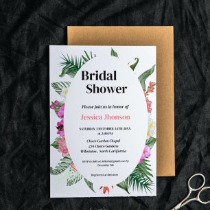 Hawaiian beach floral bridal shower invitation