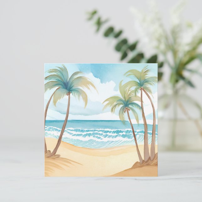 Hawaiian Beach | Palm Tree Tropical Card (Standing Front)