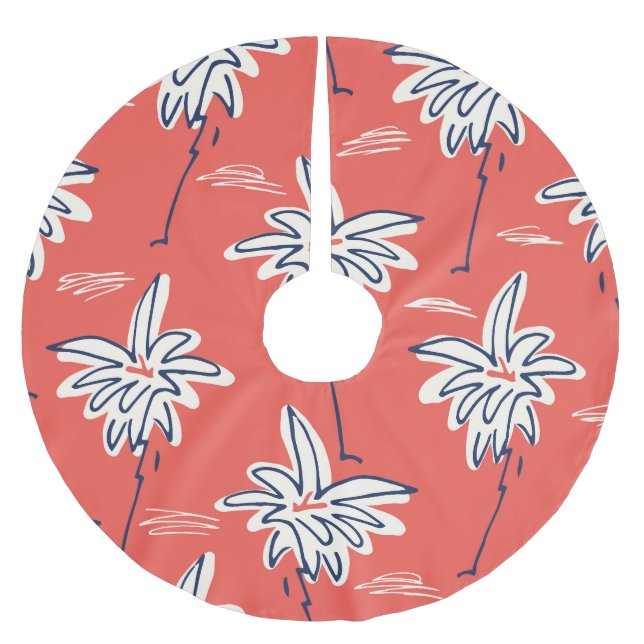 Hawaiian beach shirt, doodle palm pattern. brushed polyester tree skirt (Front)