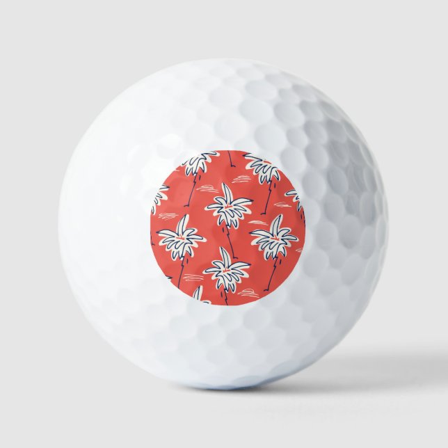 Hawaiian beach shirt, doodle palm pattern. golf balls (Front)