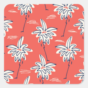 Hawaiian beach shirt, doodle palm pattern. square sticker