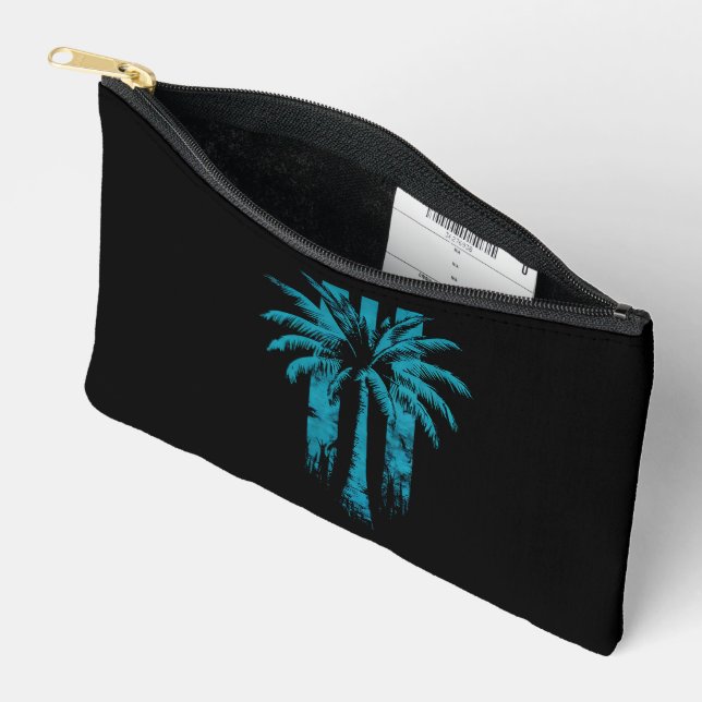 Hawaiian Beach Summer Tropical Vacation Palm Tree Accessory Pouch (Open)