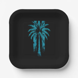 Hawaiian Beach Summer Tropical Vacation Palm Tree Paper Plate