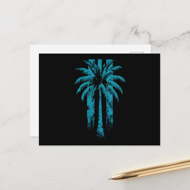 Hawaiian Beach Summer Tropical Vacation Palm Tree Postcard (Front/Back In Situ)