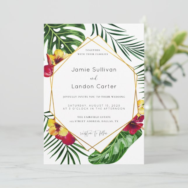Hawaiian Beach Wedding Invitation (Standing Front)