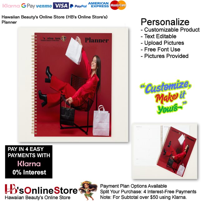 Hawaiian Beauty's Online Store (HB's Online Store) Planner (Hawaiian Beauty's Online Store's (HB's Online Store) Planner.)