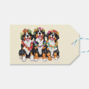 Hawaiian Bernese Mountain Dogs Flower Lei Gift Tags