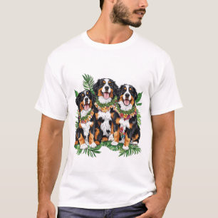 Hawaiian Bernese Mountain Dogs Flower Lei T-Shirt