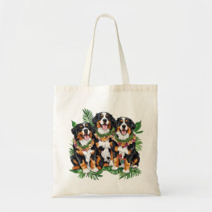 Hawaiian Bernese Mountain Dogs Flower Lei Tote Bag