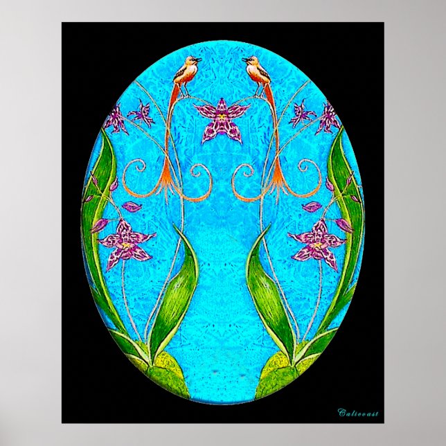 Hawaiian Birds Watercolor Painting Poster (Front)