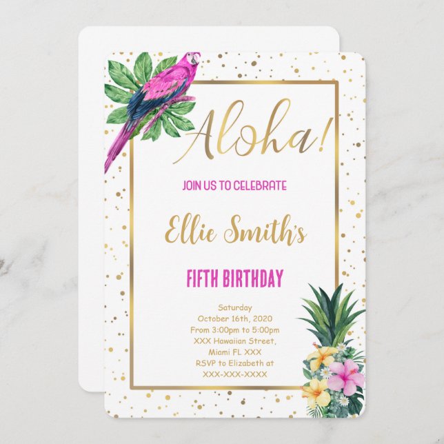Hawaiian Birthday Invitation (Front/Back)