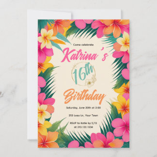 Hawaiian Birthday Invitation | Tropical Luau Party