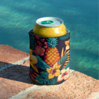 Hawaiian blossom tropical floral pineapple pattern
