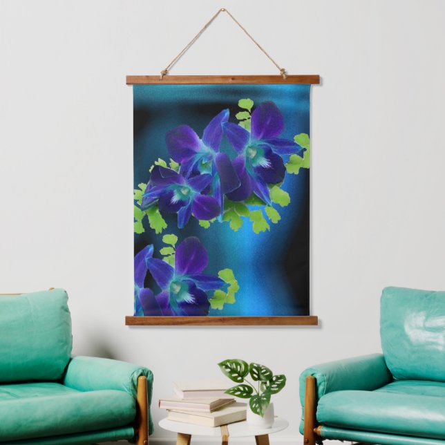 Hawaiian Blue Orchid Hanging Tapestry (Living Room)