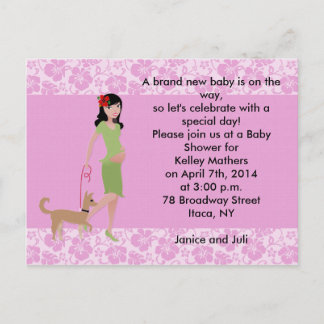 Hawaiian Border with Modern Mum with Dog Invitation Postcard