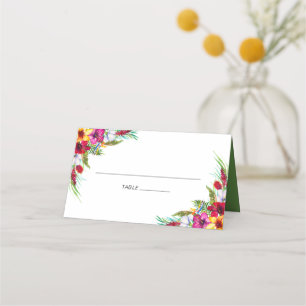Hawaiian Bright Tropical Floral Wedding Place Card