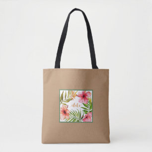 Hawaiian brown Aloha tote bag