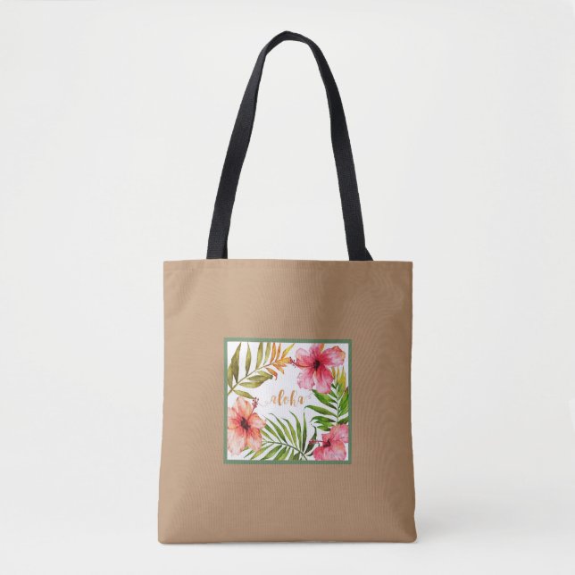 Hawaiian brown Aloha tote bag (Front)