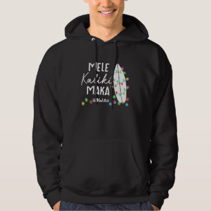 Hawaiian Christmas Gifts Mele Kalikimaka Surfboard Hoodie