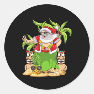 Hawaiian Christmas Mele Kalikimaka Hula Dance Sant Classic Round Sticker