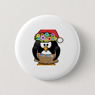 Hawaiian Christmas Penguin 6 Cm Round Badge