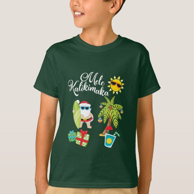 Hawaiian Christmas. Santa Claus  Mele Kalikimaka. T-Shirt (Front)