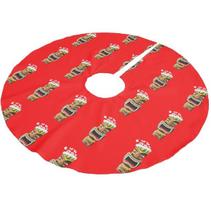 Hawaiian Christmas Santa Tiki Brushed Polyester Tree Skirt